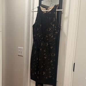 Badgley Mischka Black Lace Midi Dress